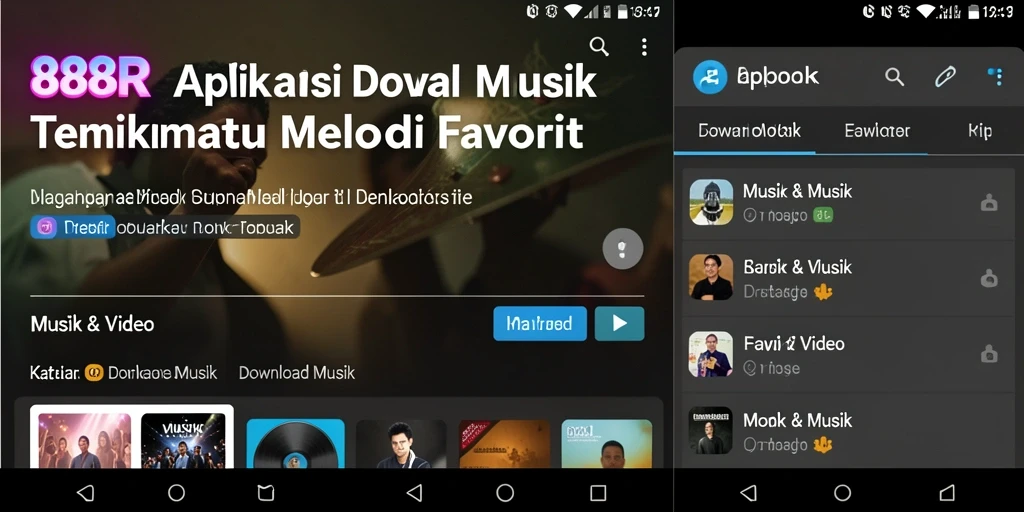 Antarmuka aplikasi 888R yang memudahkan pengunduhan musik.