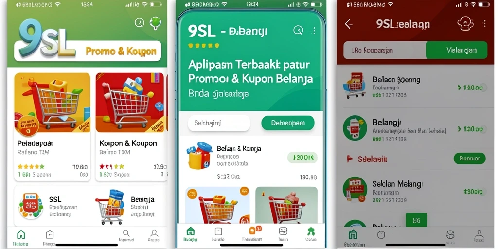 Tampilan antarmuka 9SL yang sederhana dan menarik untuk Promo & Kupon.