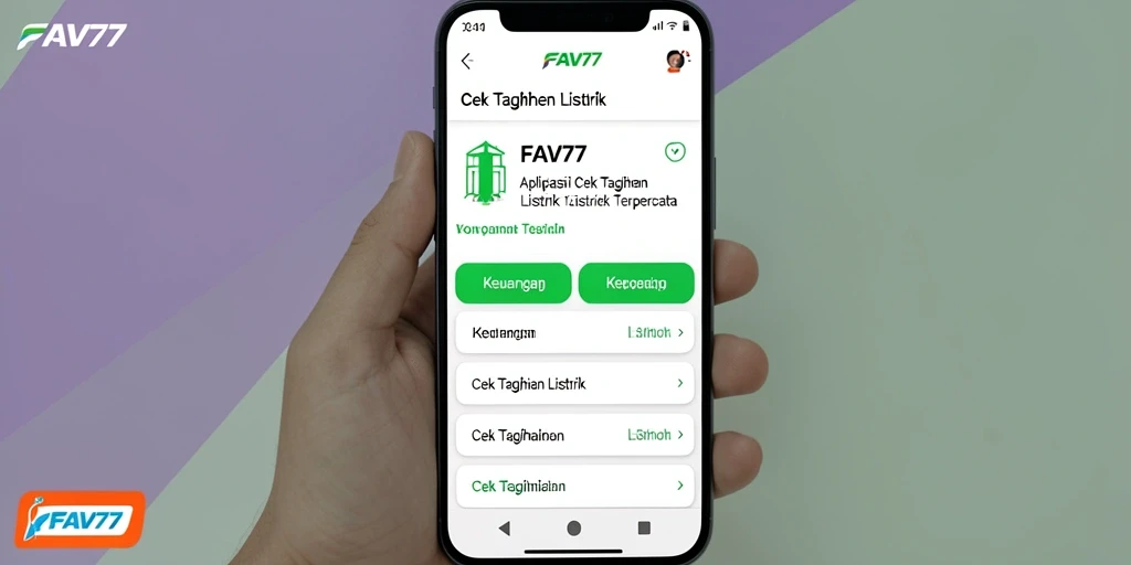 Antarmuka aplikasi FAV77 untuk cek tagihan listrik yang sederhana dan mudah dipahami.